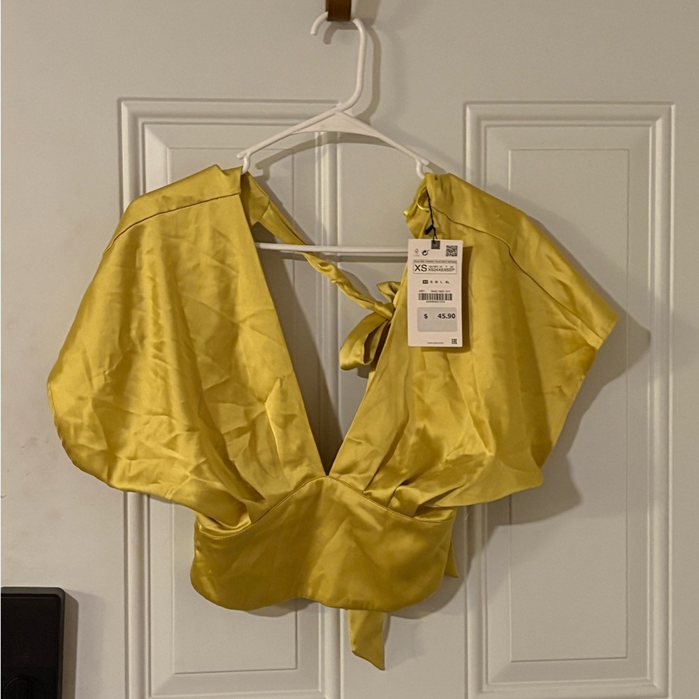 Zara Yellow Satin Blouse